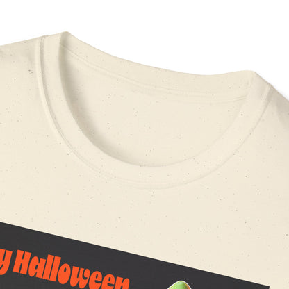 Halloween Ghost with wagon t-Shirt, trick or treating  Funny Halloween Tee, Unisex Casual Shirt, Cute Halloween Costume, Spooky Holiday Apparel