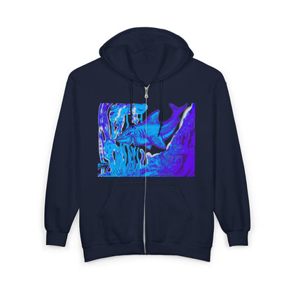 Abstract Blue Wave Zip Hoodie – Psychedelic Ocean Art Full‑Zip Sweatshirt