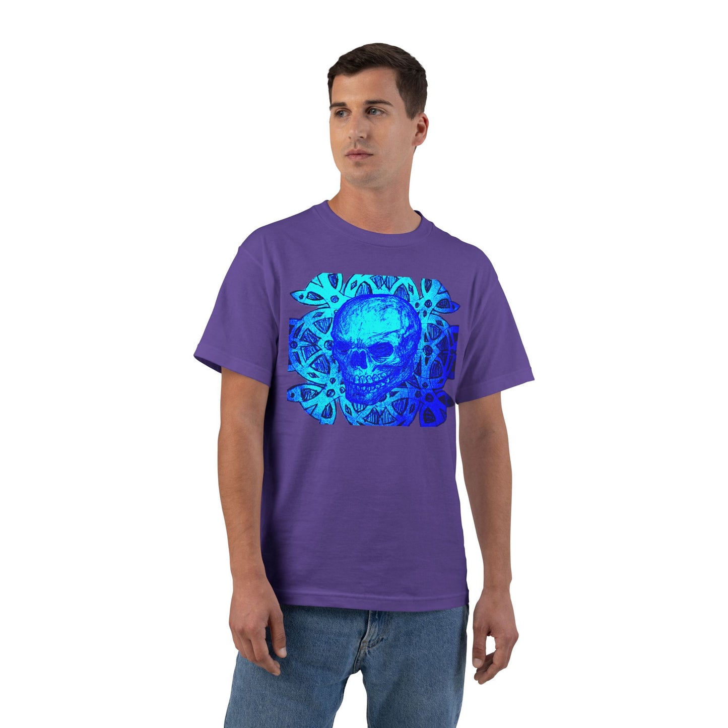 Skull Wave Graphic Tee — black drawing Vintage Surfer Skeleton T-Shirt