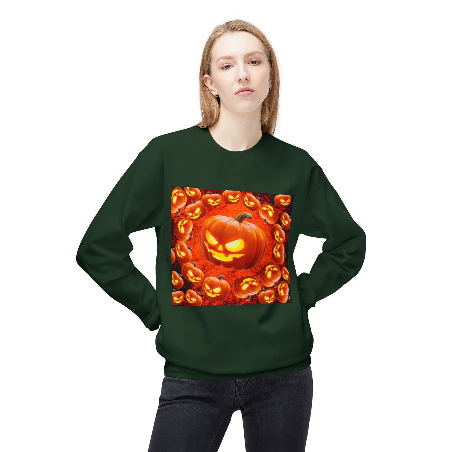 Halloween Pumpkin Planet Crewneck Sweatshirt, Cozy Unisex Fleece, Fall Fashion, Spooky Vibes, Seasonal Sweatshirt, Perfect for Autumn