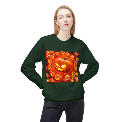 Halloween Pumpkin Planet Crewneck Sweatshirt, Cozy Unisex Fleece, Fall Fashion, Spooky Vibes, Seasonal Sweatshirt, Perfect for Autumn