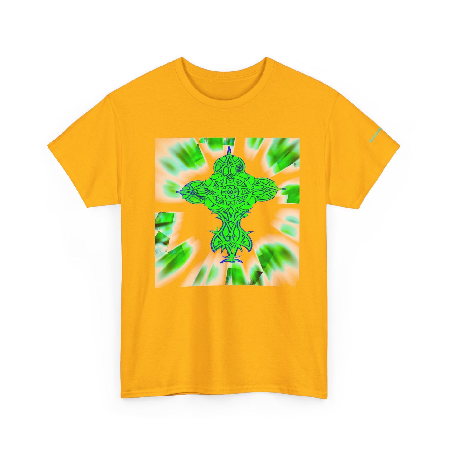 Celtic Green Cross T-Shirt — Vibrant Celtic Knotwork Tee