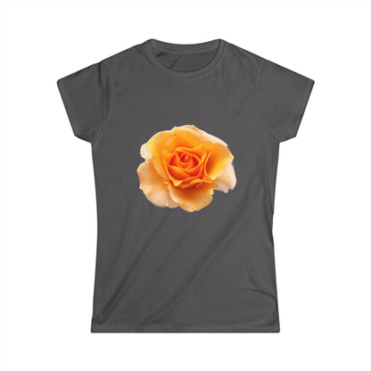 Women's Single Peach Rose Floral T-Shirt - Softstyle Tee with Delicate Yellow Rose, Perfect for Spring Outings, Mother’s Day Gift, Casual Wear, Flower [...]