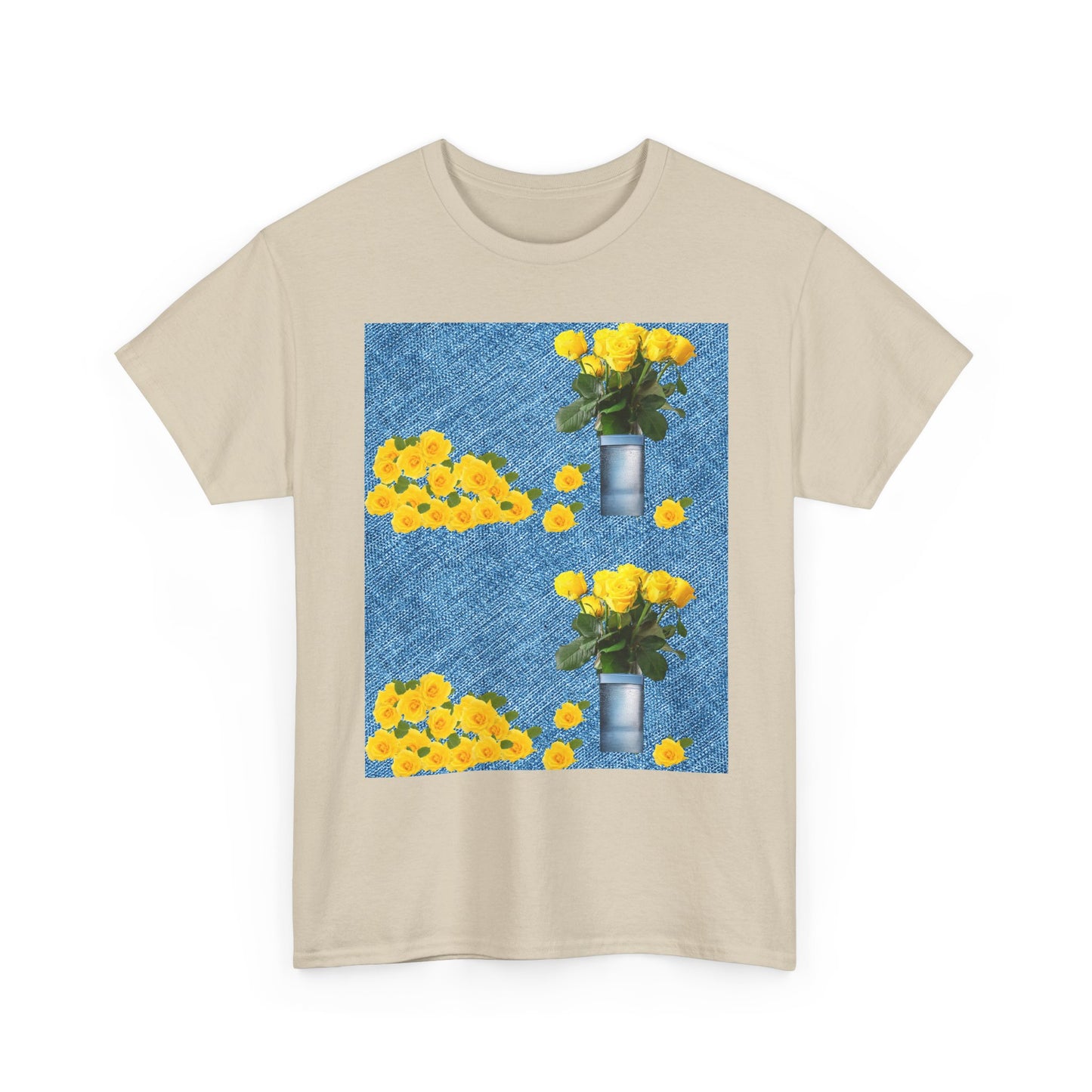 Sunflower double the pretty Bouquet Unisex Heavy Cotton Tee, Floral Graphic Tee, Casual Wear, Gift for Her, Summer Fashion, Eco-Friendly T-Shirt