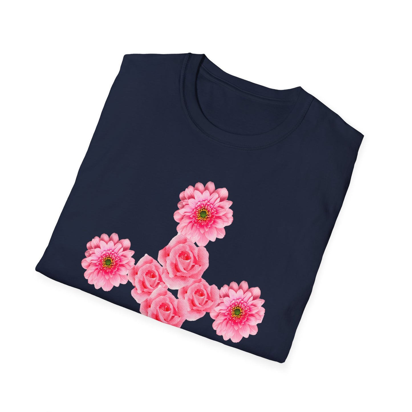Floral Pink Rose Cross T-Shirt