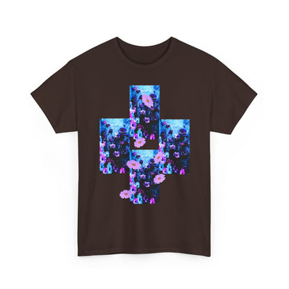 Floral Blue Cross T-Shirt — Vintage Indie Floral Graphic Tee