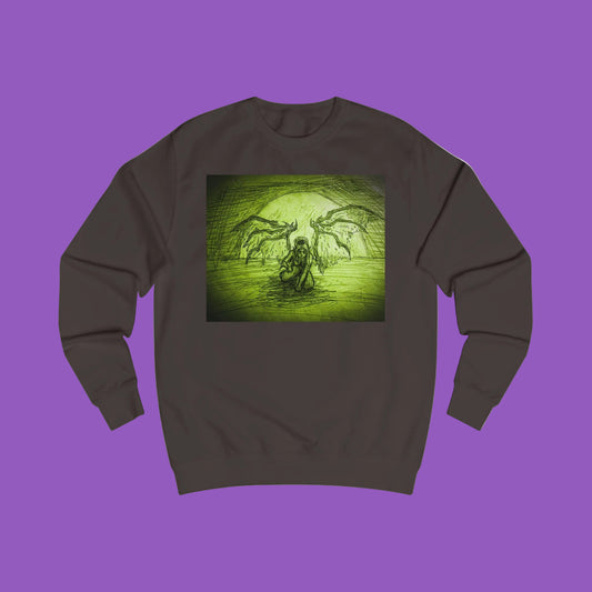 Gothic  Art Original Female Elf Scary  graphic Unisex Sweatshirt - Spooky Fashion, Halloween Apparel, Graphic Sweatshirt, Unique Gift, Cozy Casual Wear