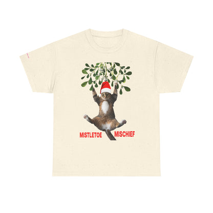 Christmas Cat & Mistletoe Tee — "Mistletoe Mischief" Holiday T-Shirt