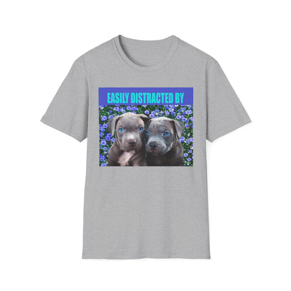 Easily Distracted by Puppies Cute Dog Lover T-Shirt, Easily Distracted by Dogs Tee, Perfect Gift for Pet Owners, Animal Lover Apparel, Casual Everyday Wear
