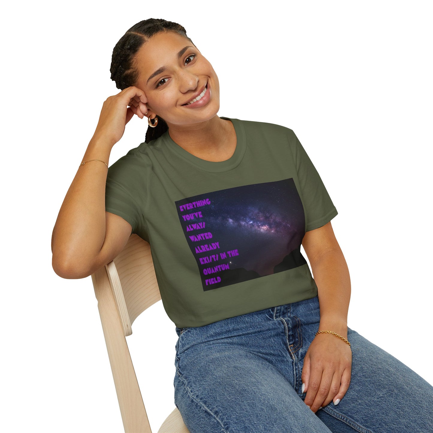 Quantum Field Galaxy-Themed Unisex T-Shirt - Cosmic Vibes, Inspirational Quote Tee, Gift for Space Lovers, Casual Wear, Unique Graphic T-Shirt