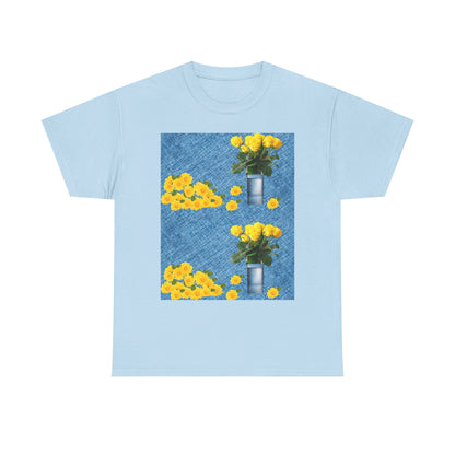 Sunflower double the pretty Bouquet Unisex Heavy Cotton Tee, Floral Graphic Tee, Casual Wear, Gift for Her, Summer Fashion, Eco-Friendly T-Shirt