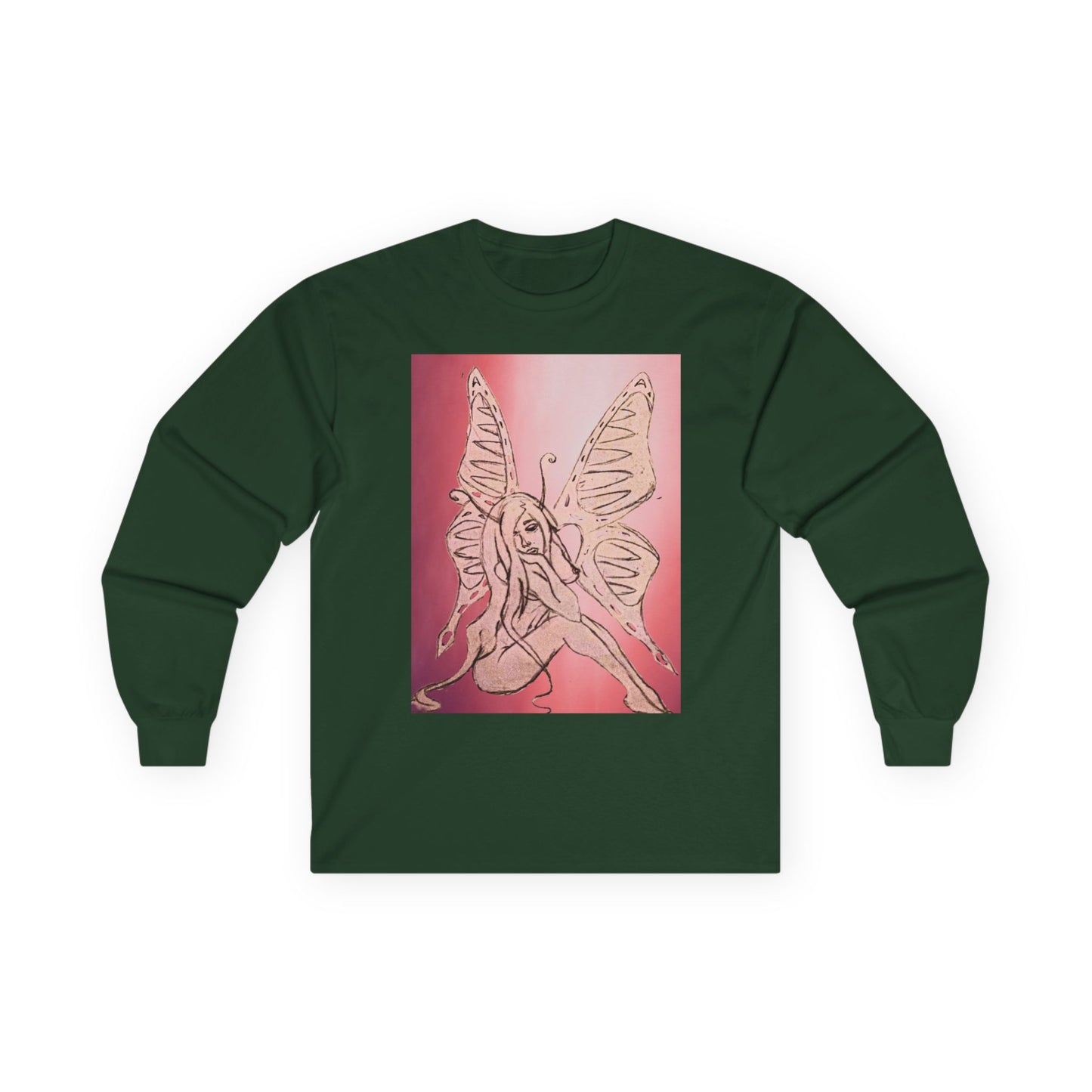 Butterfly Fairy Long Sleeve Tee — Ethereal Pink Graphic Shirt