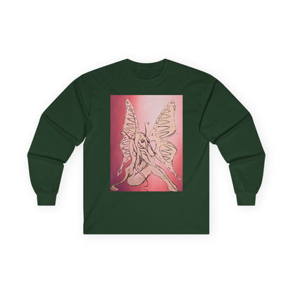 Butterfly Fairy Long Sleeve Tee — Ethereal Pink Graphic Shirt