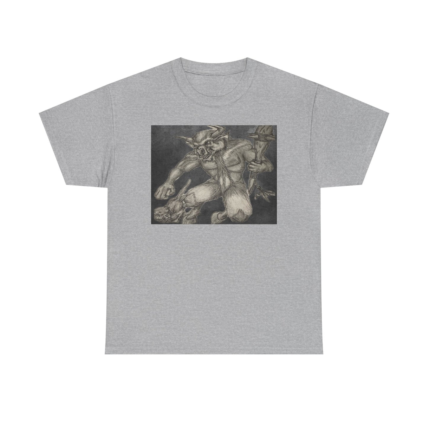 Bull Warrior With Kitten B & W design Unisex Tee