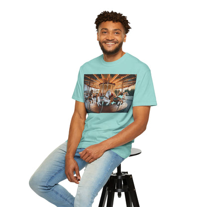 Vintage Full Carousel Horse Design Garment-Dyed T-shirt