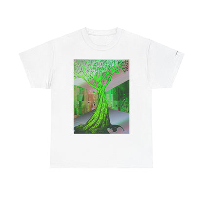 Green Neon Tree Graphic Tee – Surreal Nature Art T-Shirt