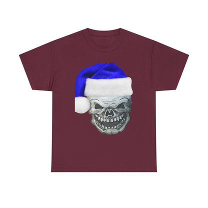 Skull in Blue Santa Hat T-Shirt