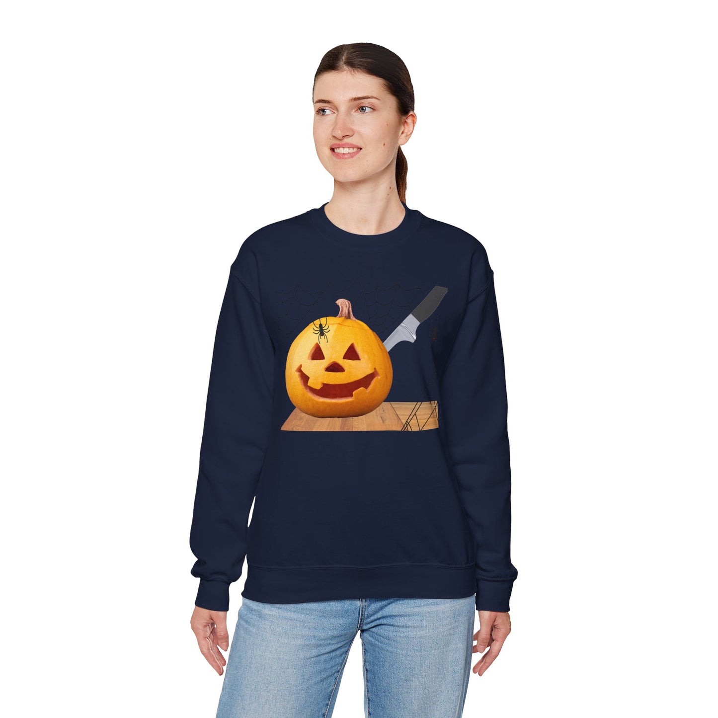 Halloween Horror Smiling Pumpkin Face Sweatshirt