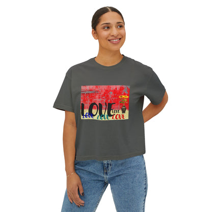Colorful Love Boxy Tee, Women's Love T-Shirt, Casual Everyday Wear, Gift for Her, Summer Fashion Piece