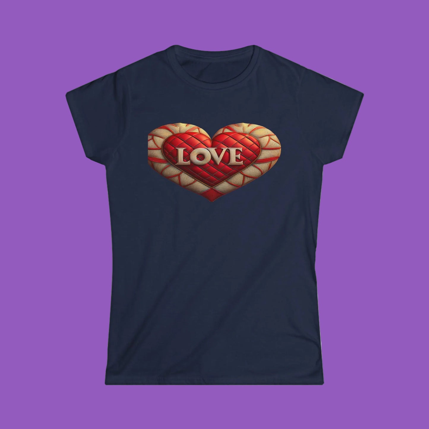 Love Quilted Heart Tee — Red Quilted Heart "LOVE" Graphic Shirt