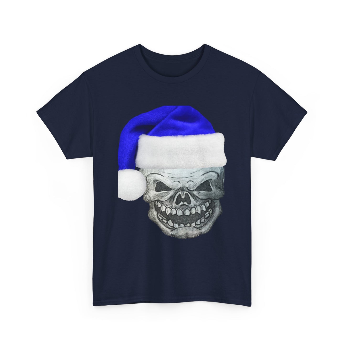 Skull in Blue Santa Hat T-Shirt