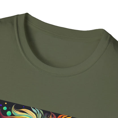 Colorful Leo Unisex Softstyle T-Shirt, Lion Graphic Tee for Animal Lovers, Astrology Shirt, Bold Art Wear, Gift for Leo Zodiac Fans