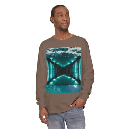 Abstract Fluid Unisex Garment-dyed Long Sleeve T-Shirt