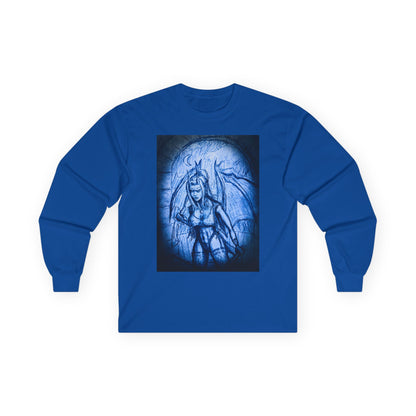 Gothic Demon Art Long Sleeve Tee — Blue Gothic Illustration