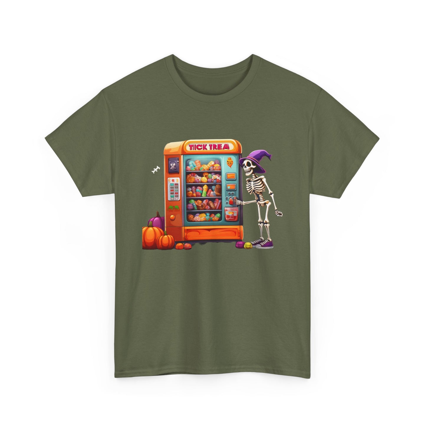Halloween Skeleton Vending Machine Tee | Unisex Heavy Cotton T-Shirt, Spooky Shirt, Fall Fashion, Trick or Treat Top, Halloween Costume