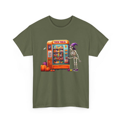 Halloween Skeleton Vending Machine Tee | Unisex Heavy Cotton T-Shirt, Spooky Shirt, Fall Fashion, Trick or Treat Top, Halloween Costume