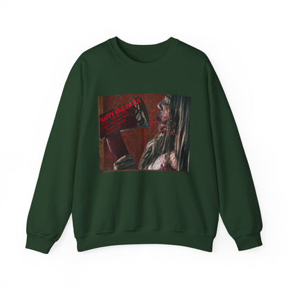Halloween Horror Girl with Axe Sweatshirt, Unisex Crewneck, Horror Movie Fan Apparel, Halloween Costume Layering