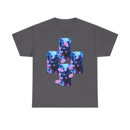 Floral Blue Cross T-Shirt — Vintage Indie Floral Graphic Tee