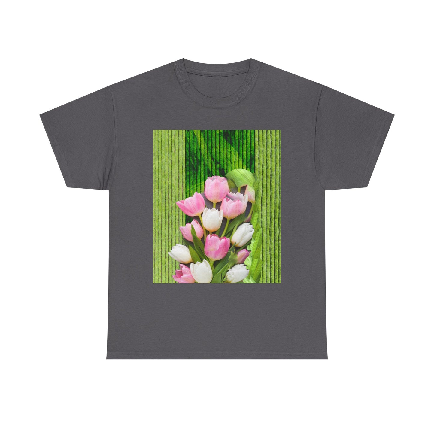 Textured Tulips Unisex Heavy Cotton Tee - Vibrant Spring Blossom T-Shirt, Everyday Wear, Gift for Plant Lovers, Mother's Day Apparel, [...]