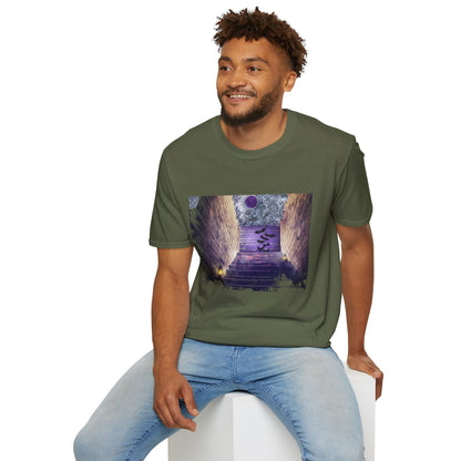 Mystical Stairway Bats Unisex T-Shirt - Softstyle Tee for Dreamers, Perfect for Gifting, Spiritual Occasions, Casual Wear, Art Lovers, [...]