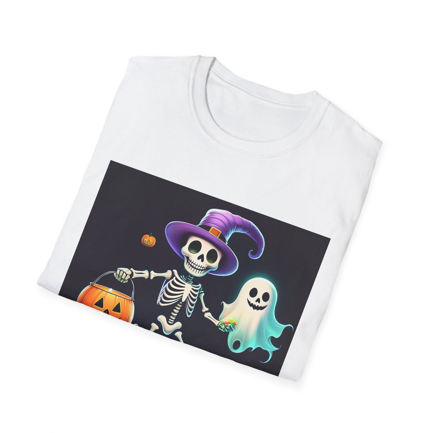 Halloween Skeleton Unisex T-Shirt, Trick or Treat Tee, Spooky Season Apparel, Ghost Theme Shirt, Halloween Costume Top