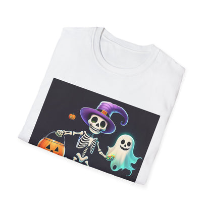 Halloween Skeleton Unisex T-Shirt, Trick or Treat Tee, Spooky Season Apparel, Ghost Theme Shirt, Halloween Costume Top
