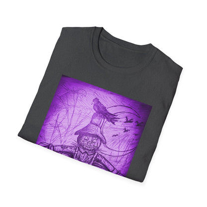 Purple Scarecrow Unisex Tee | Softstyle T-Shirt | Gothic Art, Fall Fashion, Halloween Shirt, Casual Wear, Scarecrow Design
