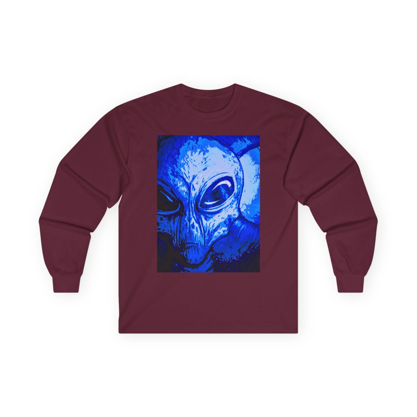 Alien Art Shadows Long Sleeve Tee - Unisex Cotton Graphic Shirt