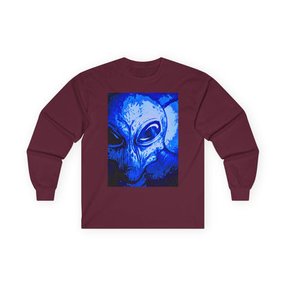 Alien Art Shadows Long Sleeve Tee - Unisex Cotton Graphic Shirt