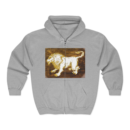 Majestic Lion Zip-Up Sweatshirt - Unisex Full Zip Hoodie, Animal Lover Gift, Warm Outerwear, Birthday, Wildlife Apparel, Adventure Gear