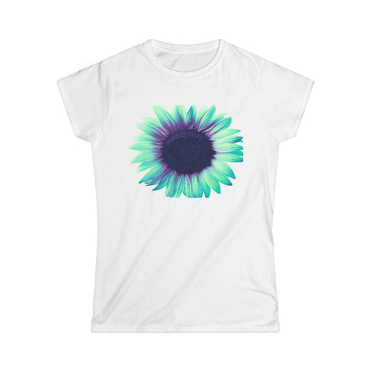 Tee — Teal & Purple Sunflower Graphic