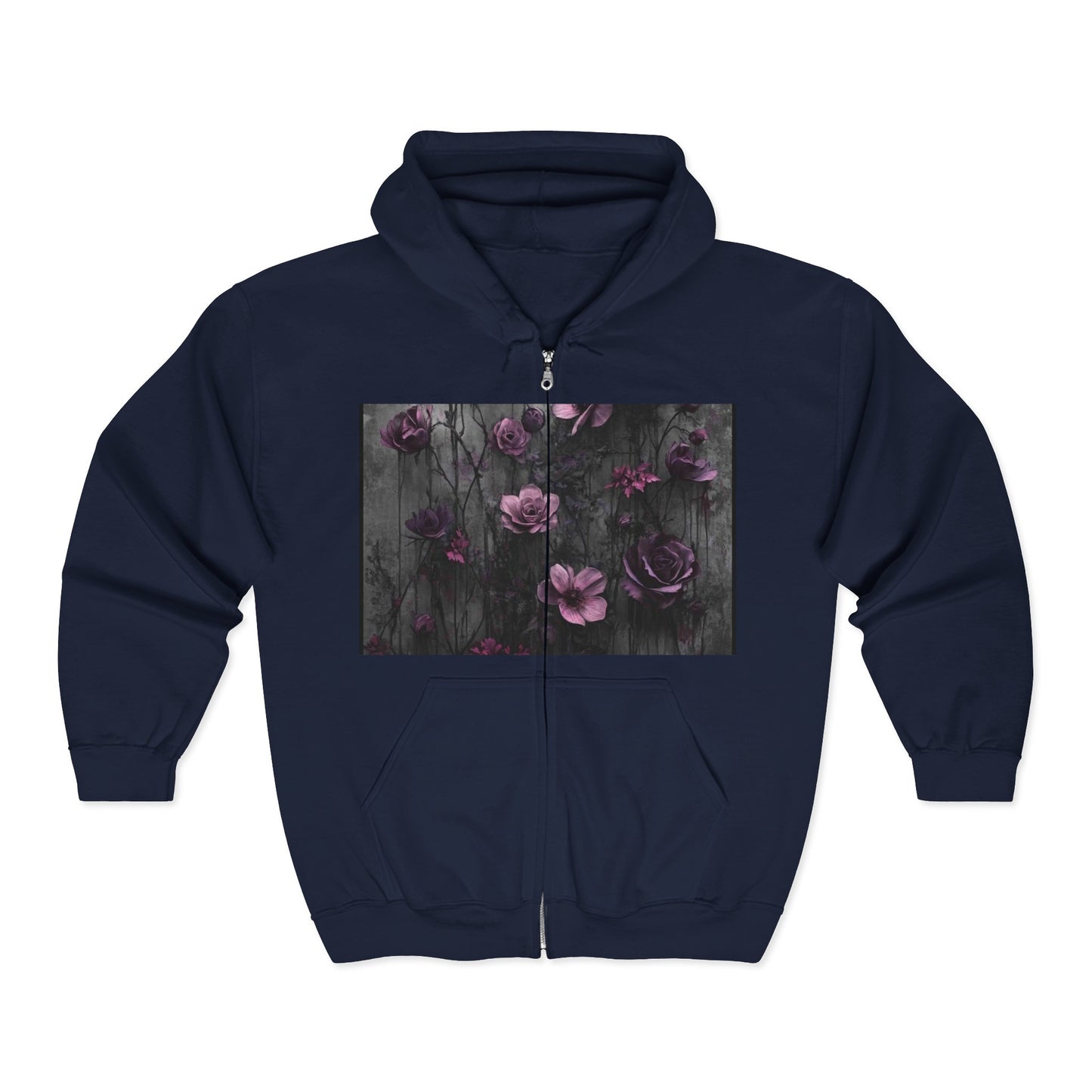 Floral Art Full Zip Hoodie, Cozy Zip-Up Sweatshirt, Great for Fall Fashion, Gift for Her, Perfect for Layering, Everyday Comfort