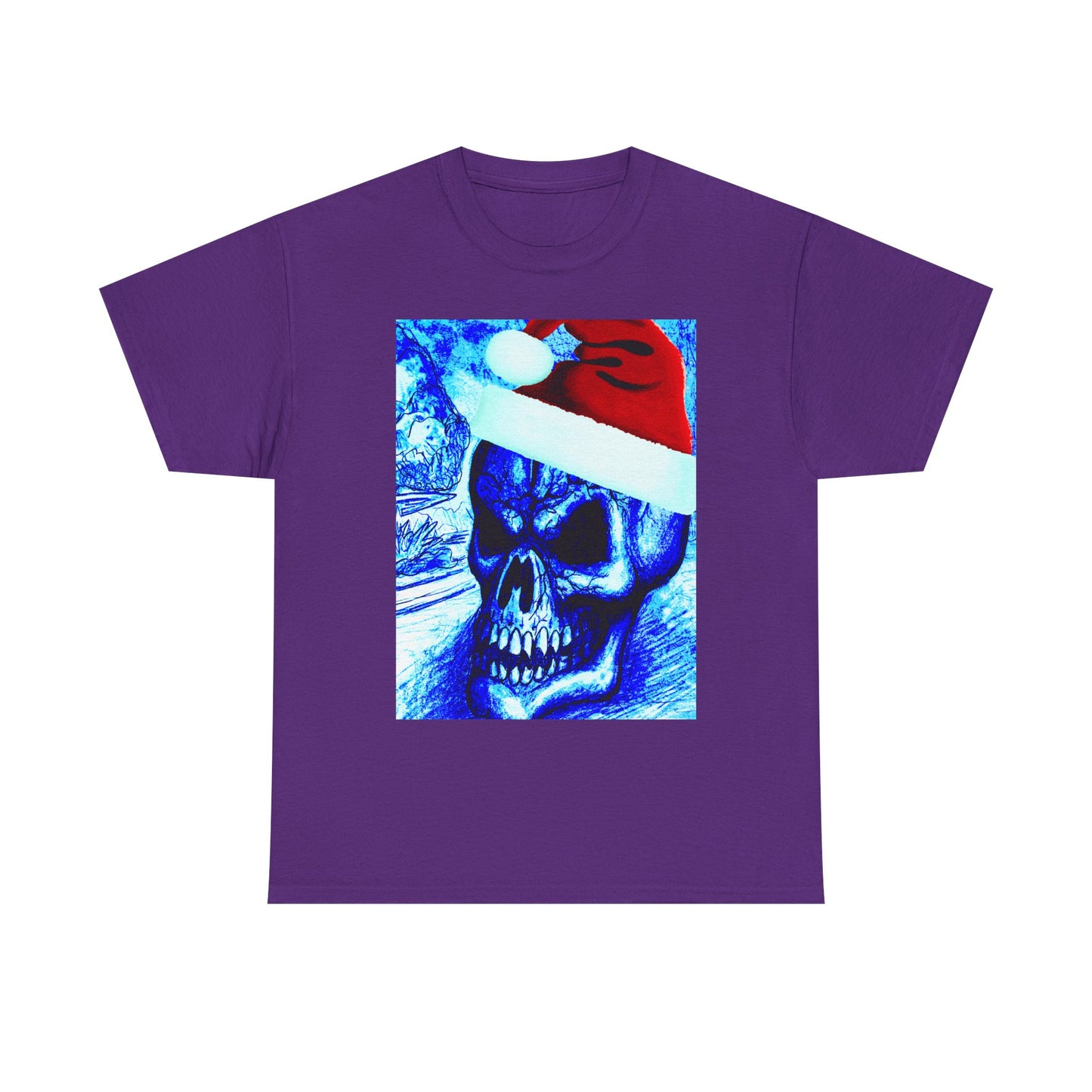 Christmas Skull Tee — Blue Santa Skull Holiday T-Shirt