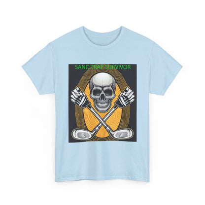 Golf Survivor Skull Tee, Unisex Heavy Cotton T-Shirt, Perfect Gift for Golf Lovers, Sports Apparel, Casual Wear, Skull Design