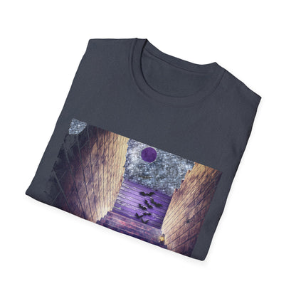 Mystical Stairway Bats Unisex T-Shirt - Softstyle Tee for Dreamers, Perfect for Gifting, Spiritual Occasions, Casual Wear, Art Lovers, [...]