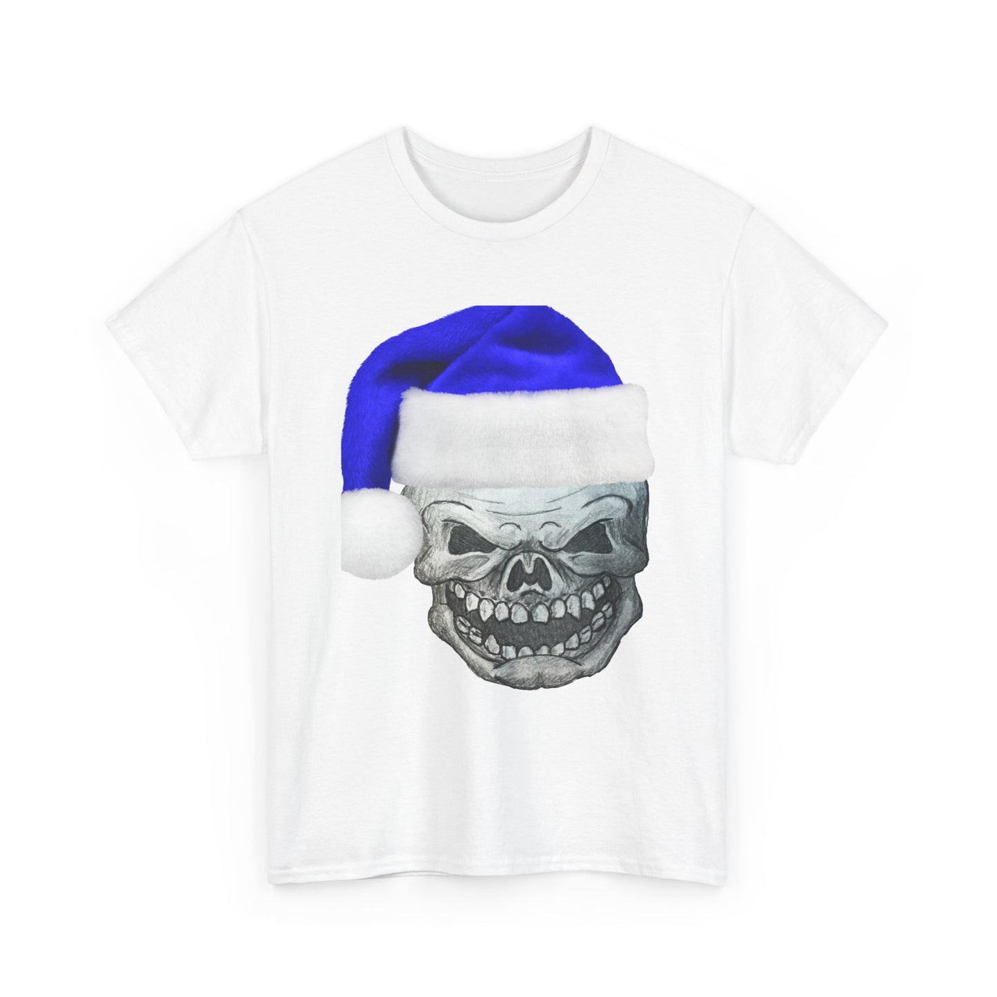 Skull in Blue Santa Hat T-Shirt