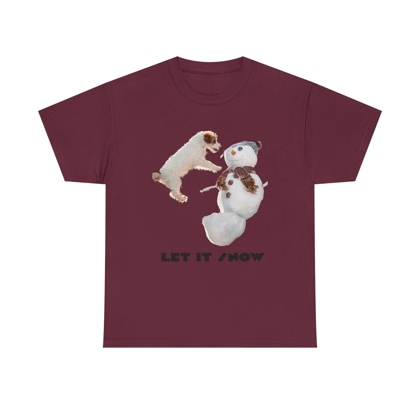 Let It Snow Dog & Snowman Tee — Funny Cute Holiday T-Shirt