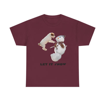 Let It Snow Dog & Snowman Tee — Funny Cute Holiday T-Shirt