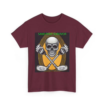Golf Survivor Skull Tee, Unisex Heavy Cotton T-Shirt, Perfect Gift for Golf Lovers, Sports Apparel, Casual Wear, Skull Design