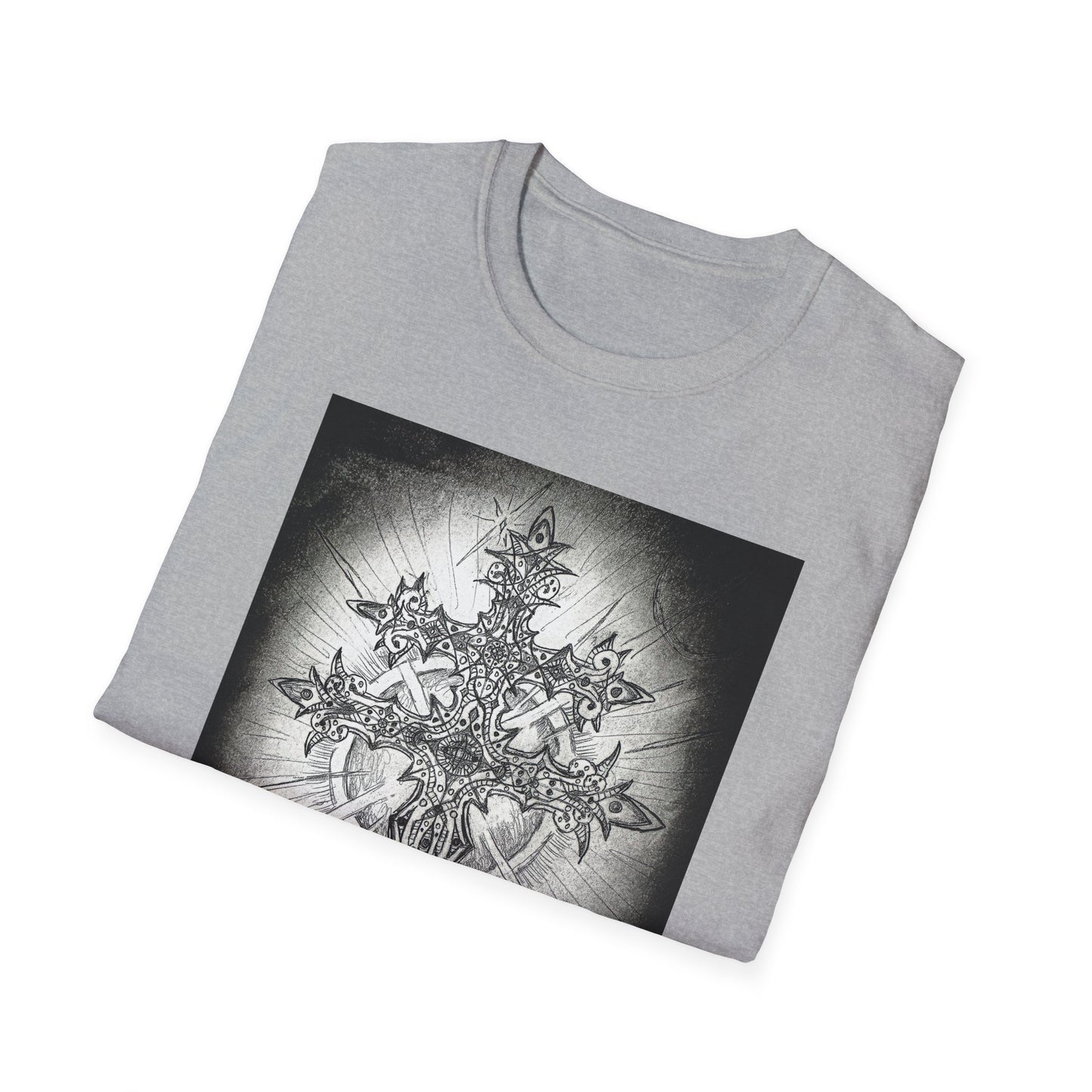 Celtic Cross Graphic Tee, Unisex Softstyle T-Shirt, Spiritual Cross Design Shirt, Casual Wear, Gift for Him/Her